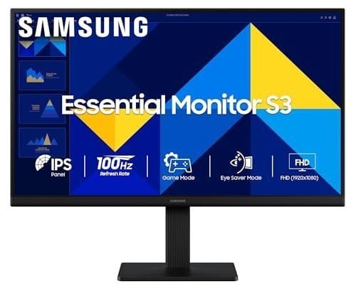 🛍️ Samsung 24"(60.5 cm) Flat IPS Monitor|IPS Panel|FHD 1920 x 1080|100 Hz|New Super Slim Design|Ports-HDMI,VGA|Tilt Stand Feature -2˚ to 21˚|Game Mode|Eye Saver Mode|Wall Mountable|LS24D300GAWXXL|Black