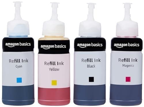 🛍️ amazon basics Compatible Ink Refill Kit for Epson L130, L360, L380, L361, L565, L210, L220, L310, L350, L355, L365, L385, L405, L455 and L485 Printers | Vivid Color Matching (C/M/Y/Bk - 70g x 4)
