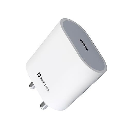🛍️ Portronics Adapto 20 Type C 20W Fast PD/Type C Adapter Charger with Fast Charging for iPhone 12/12 Pro/12 Mini/12 Pro Max/11/XS/XR/X/8/Plus, iPad Pro/Air/Mini, Galaxy 10/9/8 (Adapter Only) White