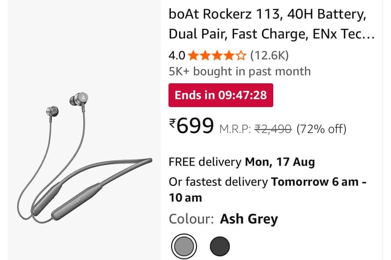 GRAB : Boat Neckband & Earbuds Starts @699.