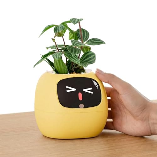 🛍️ PLANTSIO Ivy Interactive AI Desk Companion, Smart Plant Pet with 100+ Expressions, Cute Indoor Planter for Office Decor, Unique Gift for Plant Lovers & Coworkers(Lemon)