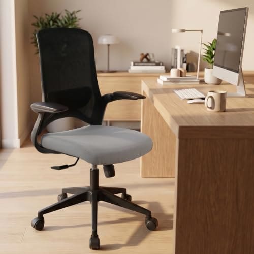 🛍️ Wakefit Maven Ergonomic Office Chair for Work | 1 Year Warranty | Single Lock and Recline | Soft Foldable Armrest | Strong Nylon Base | 8+ Hours of Comfort | Black & Grey