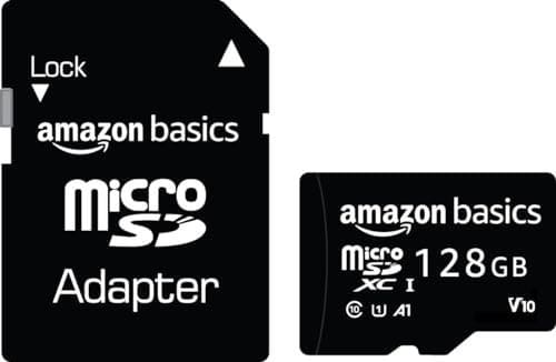 🛍️ Amazon Basics 128 GB Micro SD Card with Adapter | Upto 120 MB/s | Class 10 | U1, C10, V10 Speed Classes