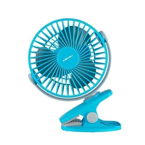 🛍️ Bajaj Pygmy Mini Fan 110MM | USB Charging | Multi-Clip Function | Rechargeable | 4-Hr Back-up | Silent Operation | Longer Battery Life | Energy Efficient | Portable 【Blue】