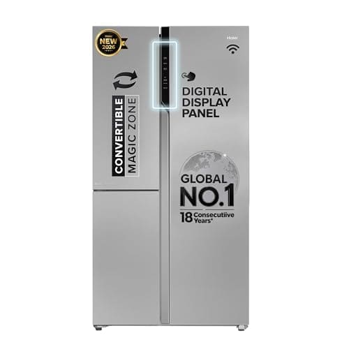 🛍️ Haier 598 L 3 Star Frost Free Expert Inverter Smart Sense AI enabled 3-Door Side by Side Refrigerator (HRT-683ISU1, Inox Steel, Magic Convertible Zone, Deo Fresh Technology, 2026 Model)
