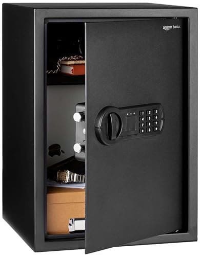 🛍️ Amazon Basics Digital Safe With Electronic Keypad Locker For Home, Gross Capacity - 58L (Net - 51L), Black