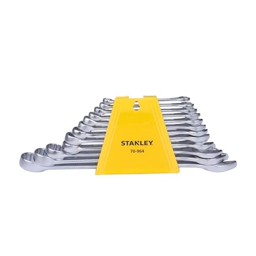 🛍️ STANLEY 70-964E 12-Piece Combination Spanner Set With Maxi-Drive System, 6mm to 22mm, Chrome-Vanadium Steel, Anti-Slip Design on Open End, Anti-Rust, Matt Finish, Silver