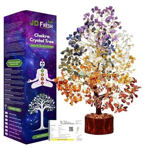 🛍️ JD FRESH 300 Beads, 7 Chakra Crystal Tree, Showpiece Good Luck and Positive Energy, Showpiece for Living Room, Natural Healing Gemstones Money/Lucky Tree for Good Luck, Multicolor