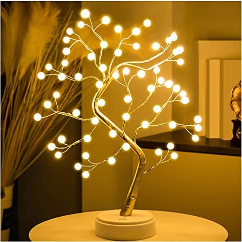 🛍️ REFULGIX 36 LED Pearl Bonsai Tree Lamp with Touch Switch | USB & Battery Operated Decorative Light for Home, Bedroom, Festival, Gift Use (Warm White, Pack of 1)