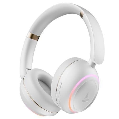 🛍️ boAt Rockerz 480, RGB LEDs,6 Light Modes, 40mm Drivers,Beast Mode, 60H Battery, ENx Tech, Stream Ad Free Music via App Support, Bluetooth Headphones, Wireless Over Ear Headphone with Mic (White Sabre)