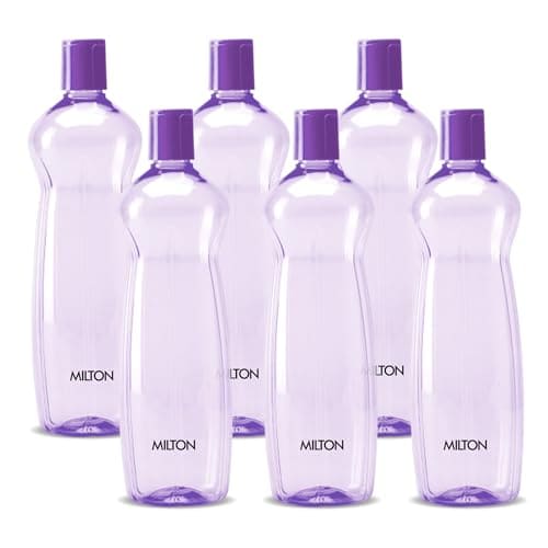 🛍️ MILTON Pacific 1000 Pet Water Bottles, 1 Litre Each, Set of 6, Purple | BPA Free | Leak Proof | Office | Gym | Home | Kitchen | Travel | Hiking | Treking | Reusable Bottle