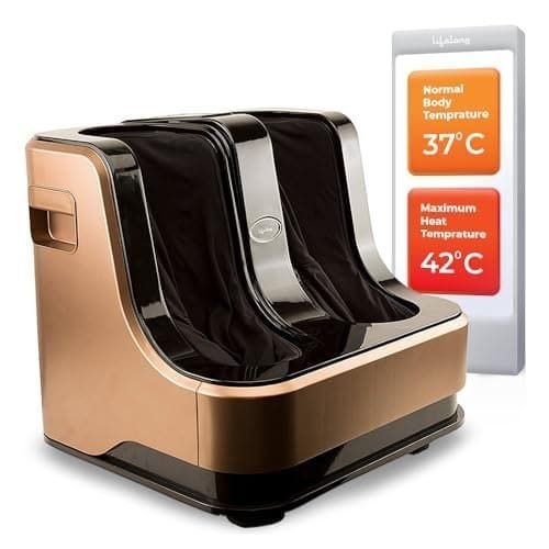 🛍️ Lifelong LLM99 Foot, Corded Electric Massager for Calf and Leg , (With Heat and Vibration), 80W, 4 Motors, Dark Brown