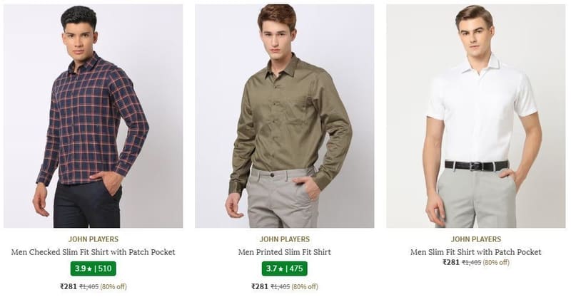 AJIO : Upto 80% Off : John Players Clothing