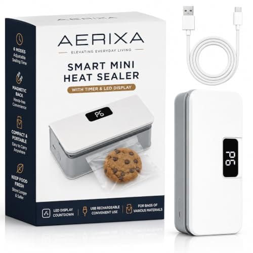 Mini Heat Sealer for Bags, 6 Modes, LED Timer, USB Rechargea...