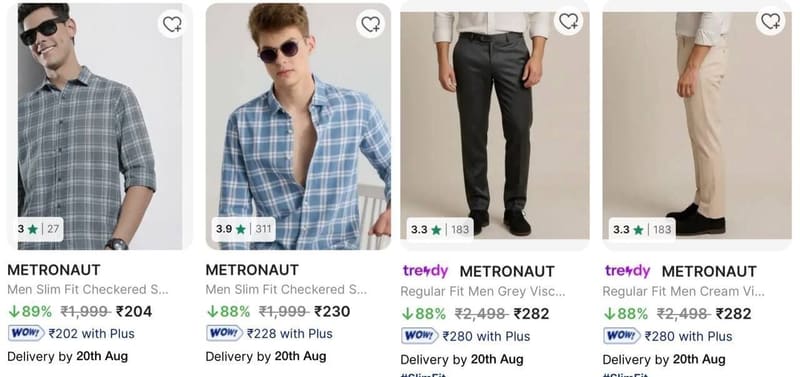 Loot : Upto 90% Off On Metronaut Men's Clothing