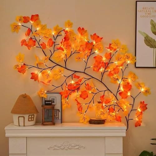 Decorative Maple Leaf Vine String Lights 5.25 ft, 72 LED Fai...