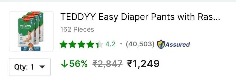 GRAB : Flat 55% Off on Teddyy Easy Diaper Pants