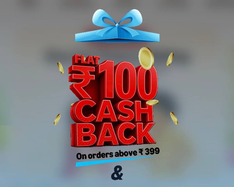 Amazon Now : Flat ₹100 Cashback On Min. Order 399₹