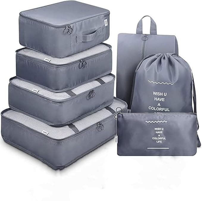 QONETIC 7pcs Set Travel Organizer Packing Cubes Lightweight ...