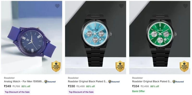Roadster Men's Wrist Watches at Min 80% Off