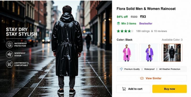 🔥 Men & Women Raincoat @ ₹93