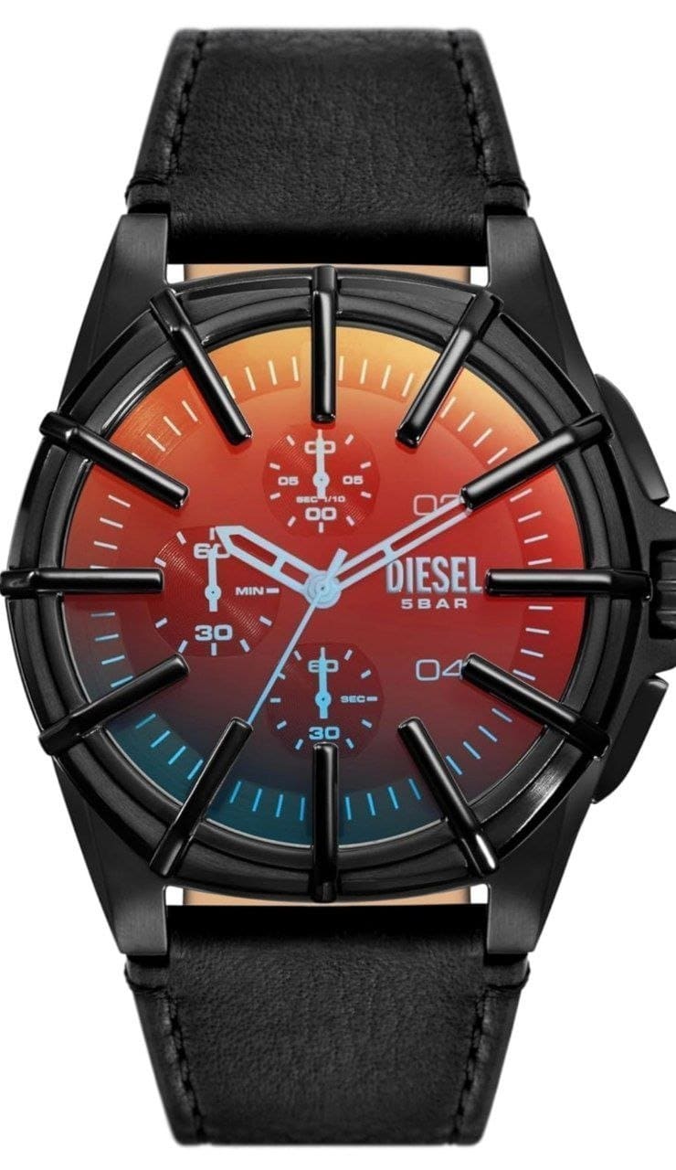 Diesel Leather Analog Black Dial Men Watch