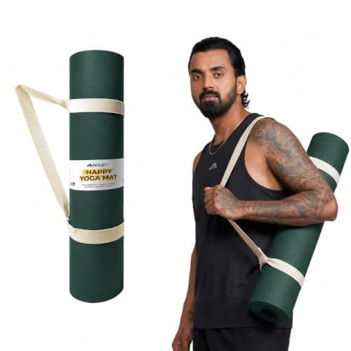 🛍️ Boldfit Yoga Mats For Women and Men Exercise For Home Workout Gym Anti Slip EVA Material Yoga Mat 4Mm For Kids Gym Mats - Green
