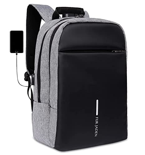 🛍️ FUR JADEN Anti Theft Number Lock Backpack Bag with 15.6 Inch Laptop Compartment, USB Charging Port & Organizer Pocket for Men Women Boys Girls (Grey)