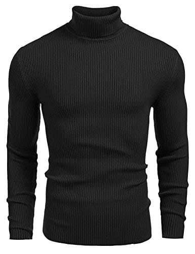 🛍️ DENIMHOLIC Men's Cotton Turtle Neck Sweater (in, Alpha, L, Black Dark)