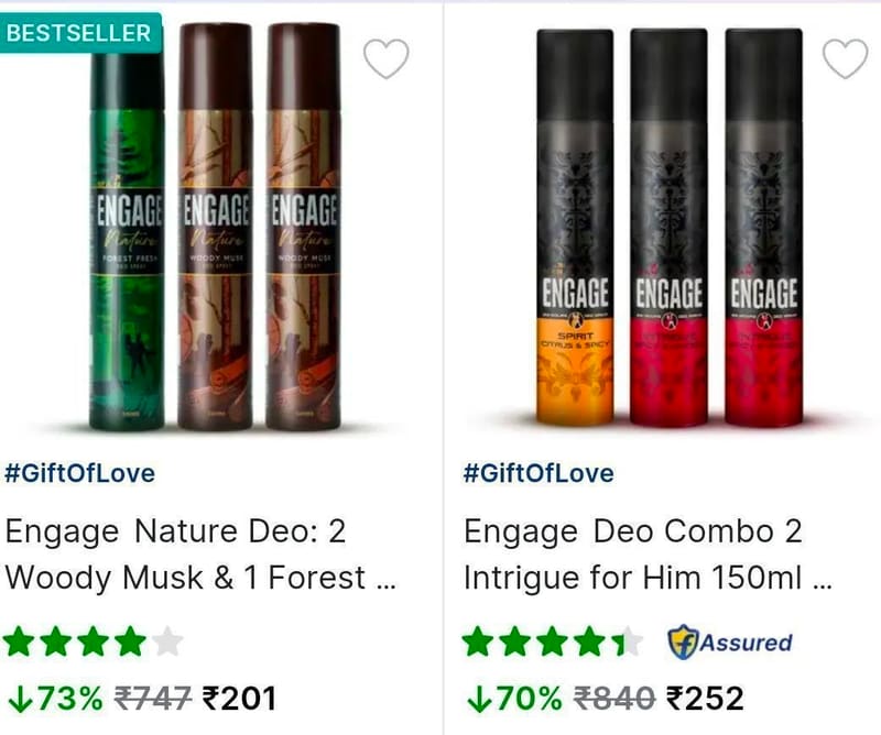 Flipkart | Upto 73% Off On Engage Deodorants.