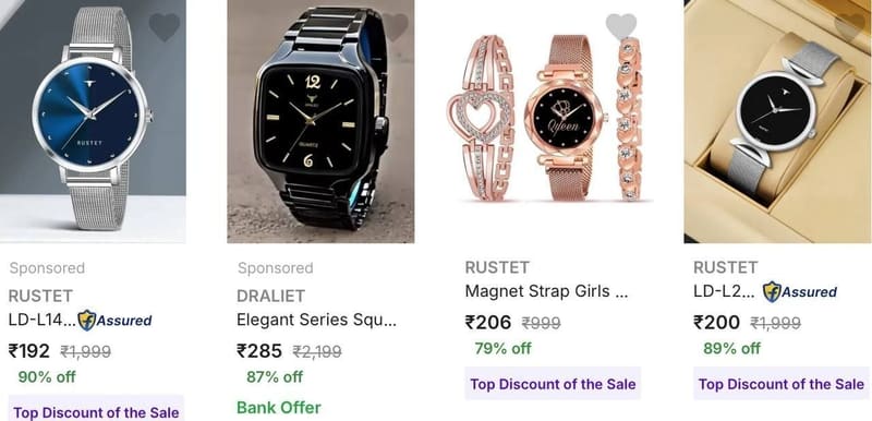 Flipkart GRAB : Upto 90% Off On Watches.