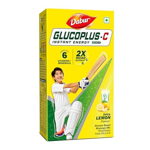 🛍️ Dabur Glucoplus C Instant Powder Energy Glucose (LemonFlavour) - 1kg | Replenishes Energy with 6 Added Vitamins and Minerals | 20% More Glucose In Every Sip | Vitamin C and Zinc Helps Boost Immunity | Calcium, Phosphorus and Vitamin K Support Bone Health