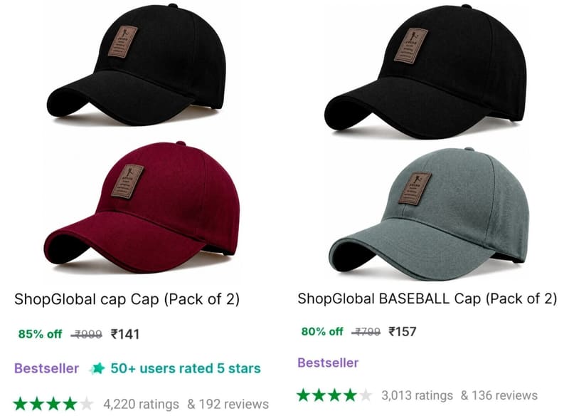 🔥  Pack of 2 Cap at ₹141