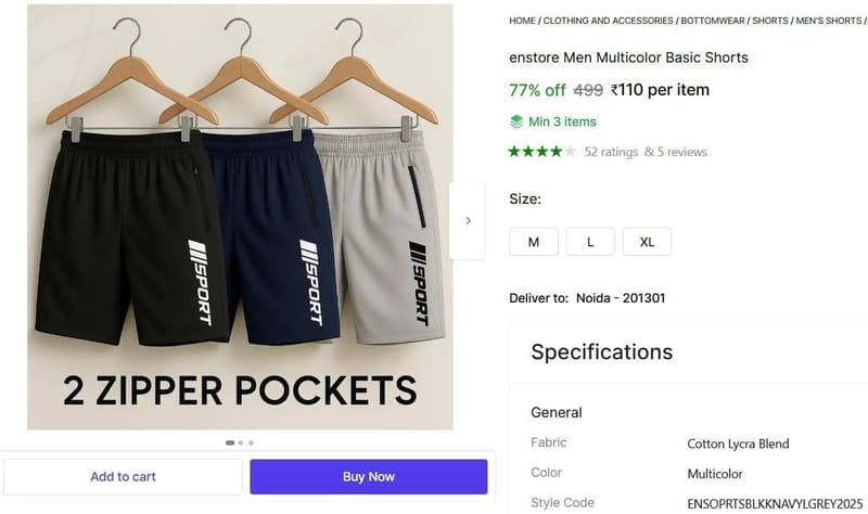 🔥  Shorts @ ₹110