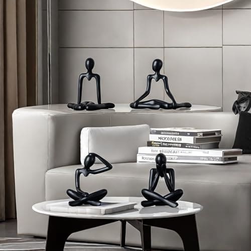 🛍️ Street27® 4pcs Decorative Abstract Thinker Men Statue showpiece Set | Home Decor Items|Premium PVC Modern Art showpiece for Home Decor Living Room Bedroom Bookshelf Desktop Table Office Gift (Black)