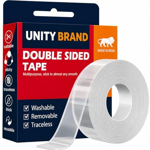 🛍️ UB Unity Brand Multipurpose Double Sided Tape Heavy Duty - Adhesive Silicone Tape, Heat Resistant, Multi-Functional, Removable, Washable, Reusable Anti-Slip Gel Nano Grip Tape- 3 Meter