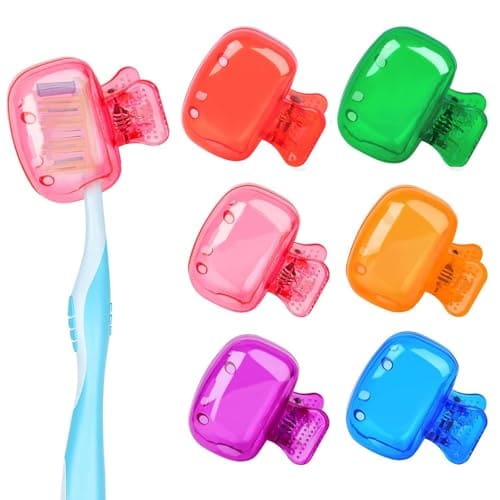 🛍️ Force24 - 6 Pack Toothbrush Cover Portable Travel Toothbrush Protector Coverings Clips Cap Brush Plastic Clip's Covers for Household Travel, Camping, Bathroom (Multicolor) (Pack of 6)