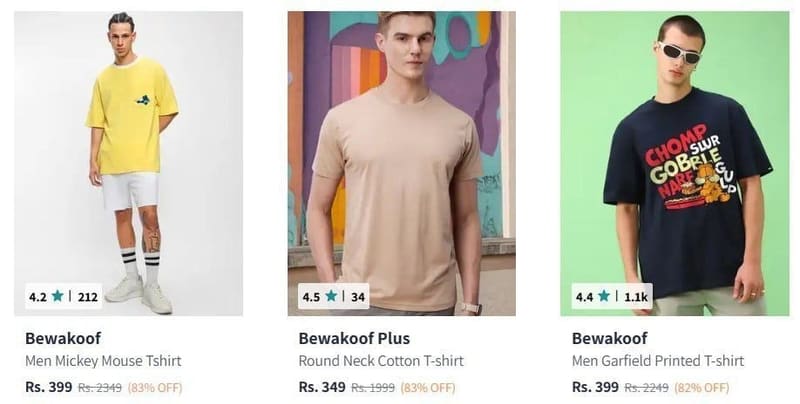 🌟Myntra : Upto 85% Off On Bewakoof Clothing.