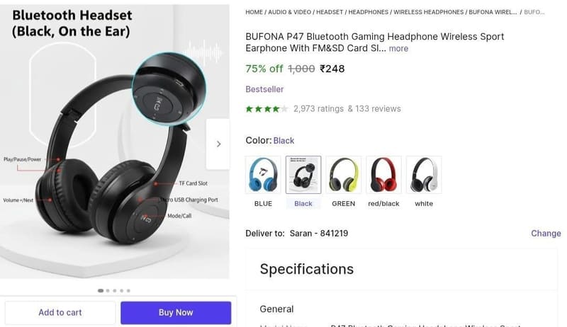 🔥 Bluetooth Headphone @ ₹248