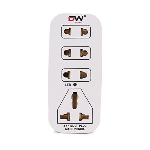 Digiway 3 + 1 Multiplug with LED Indicator, 4 Universal sock...