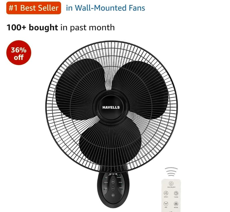 Havells BLDC 400mm Wall Mount Fan @3459.