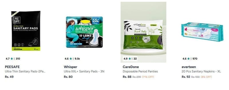 Myntra |   Sanitary Napkins Starting From ₹49