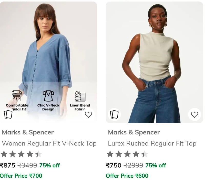 Ajio | Marks and Spencer Flat 75% off