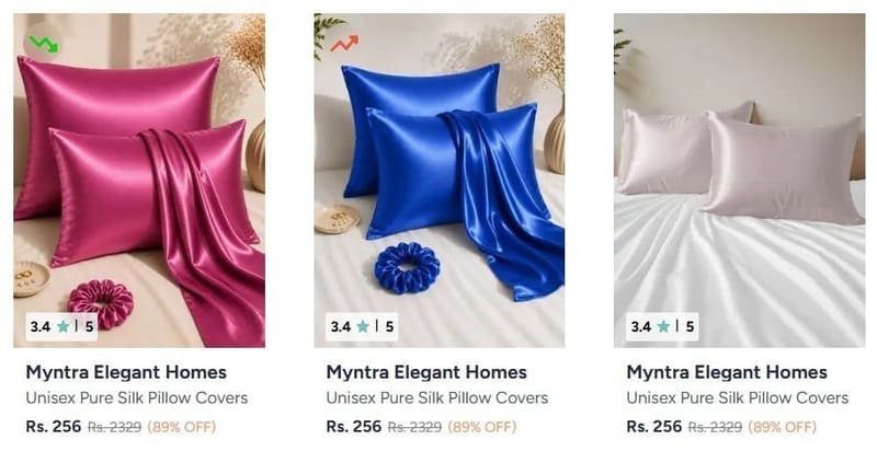 Myntra | Satin Pillow cover starting at 256/- + additional coupon