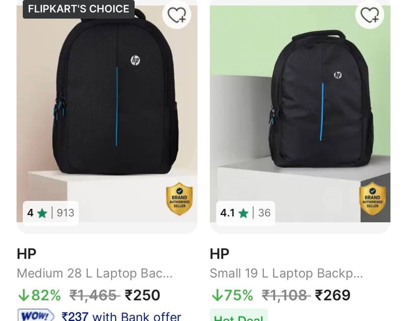 HP Laptop Backpack Starts @250.