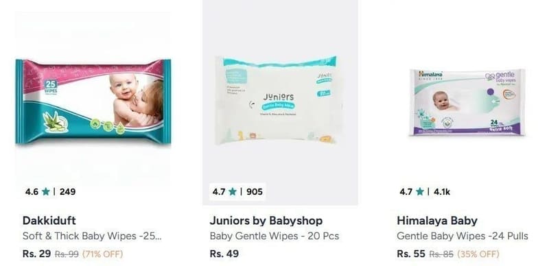 Myntra |   Baby Wipes and Buds Starting From ₹29