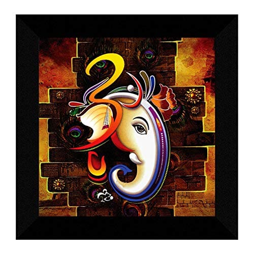 🛍️ SAF Ganesha UV Coated Home Decorative Gift Item Frame Painting 12 inch X 12 inch SANFO89(Multicolor)