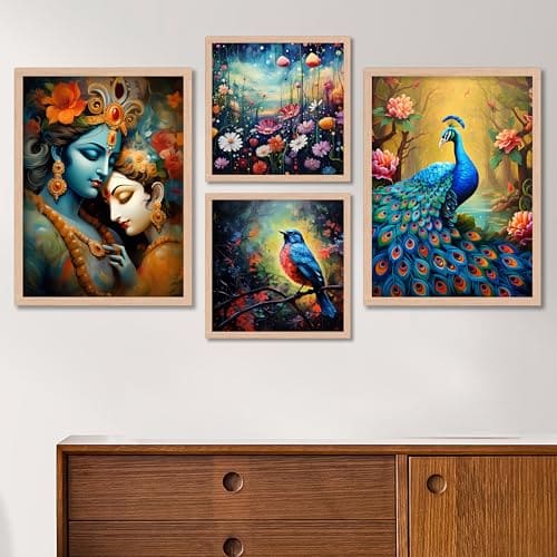 🛍️ ARTELLY Wall Painting For Living Room Bedroom - Framed Wall Art - Painting For Wall Decoration - Office Frames For Wall Decor (Set Of 4) (Medium, Modern 6)