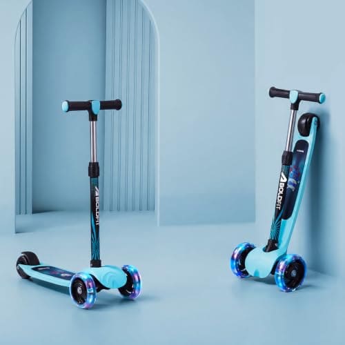 🛍️ Boldfit Kids Scooter 3 Wheel Kick Scooty for Kids (Above 5 Years) Foldable 4 Adjustable Height Toys for Boys & Girls, Safe Skate Scooter with LED Wheels & Birthday Gift Max Weight 50 Kg, ZigFold-Blue