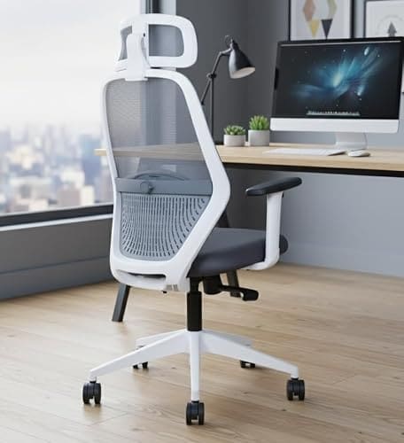 🛍️ IAFA FURNITURE® Nova High-Back Mesh Office Chair | 2 Year Warranty | Ergonomic Study | Computer Chair with Revolving Base | Single Lock Synchro Mechanism | Heavy-Duty Nylon Base (Grey) (DIY)